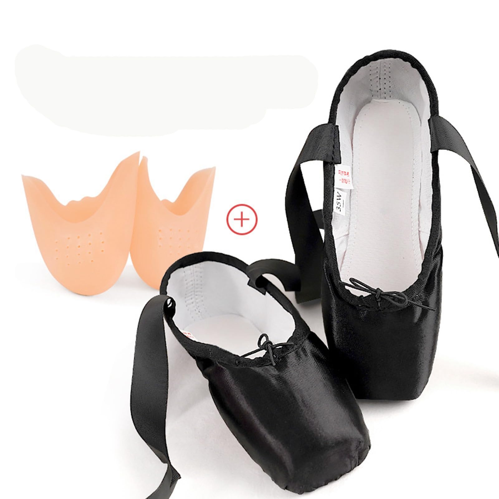 Chaussures de Pointe de Ballet Chaussures de Ballet avec Ruban Cousu et Coussinets en Silicone pour Filles Femmes