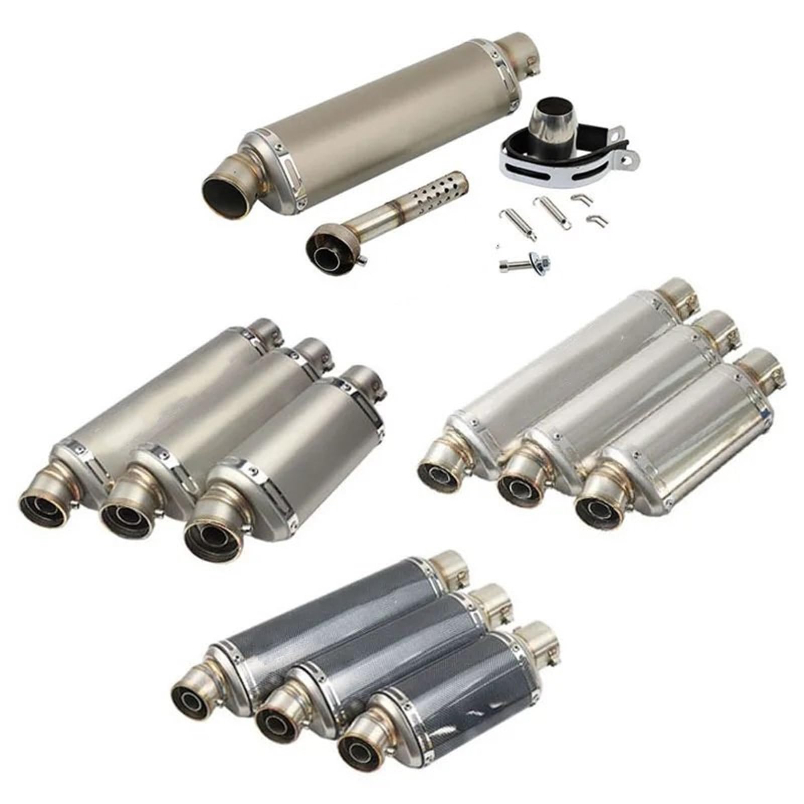 Tłumik końcowy 51mm Uniwersalny Motocykl Yoshimura Wydech Tłumik 310 370 440 Mm Rura 100cc-1000cc Skuter Dla Fz6 Pcx125 układ wydechowy samochodowy(Type B2 with sticker)