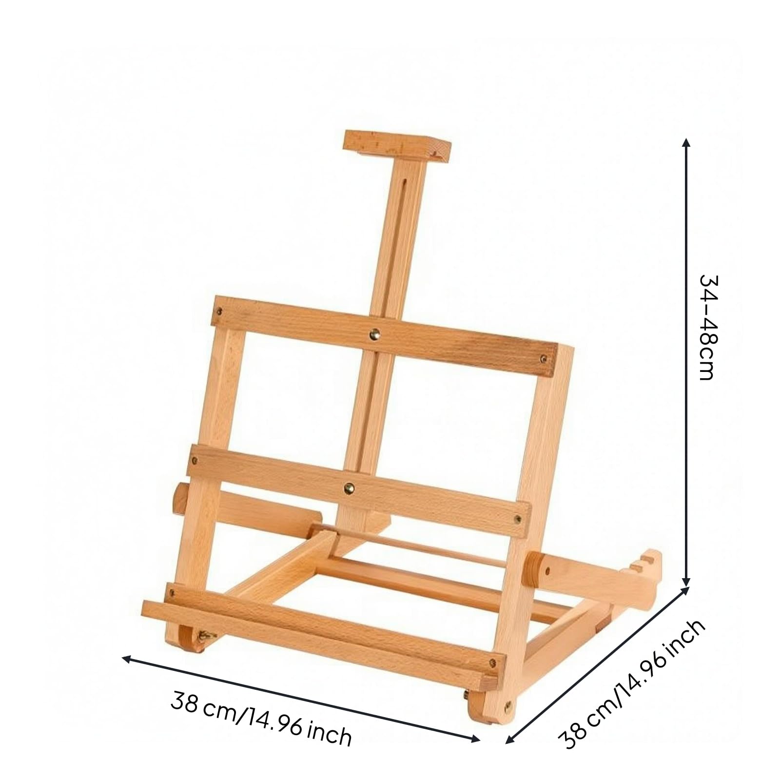 Caballete de Escritorio Caballete Plegable Soporte de Dibujo Atril de Mesa Caballete para Pintar de Resistente con Marco, Caballete De Mesa Plegable W07B, Altura Ajustable De 34-48CM, 38x38CM