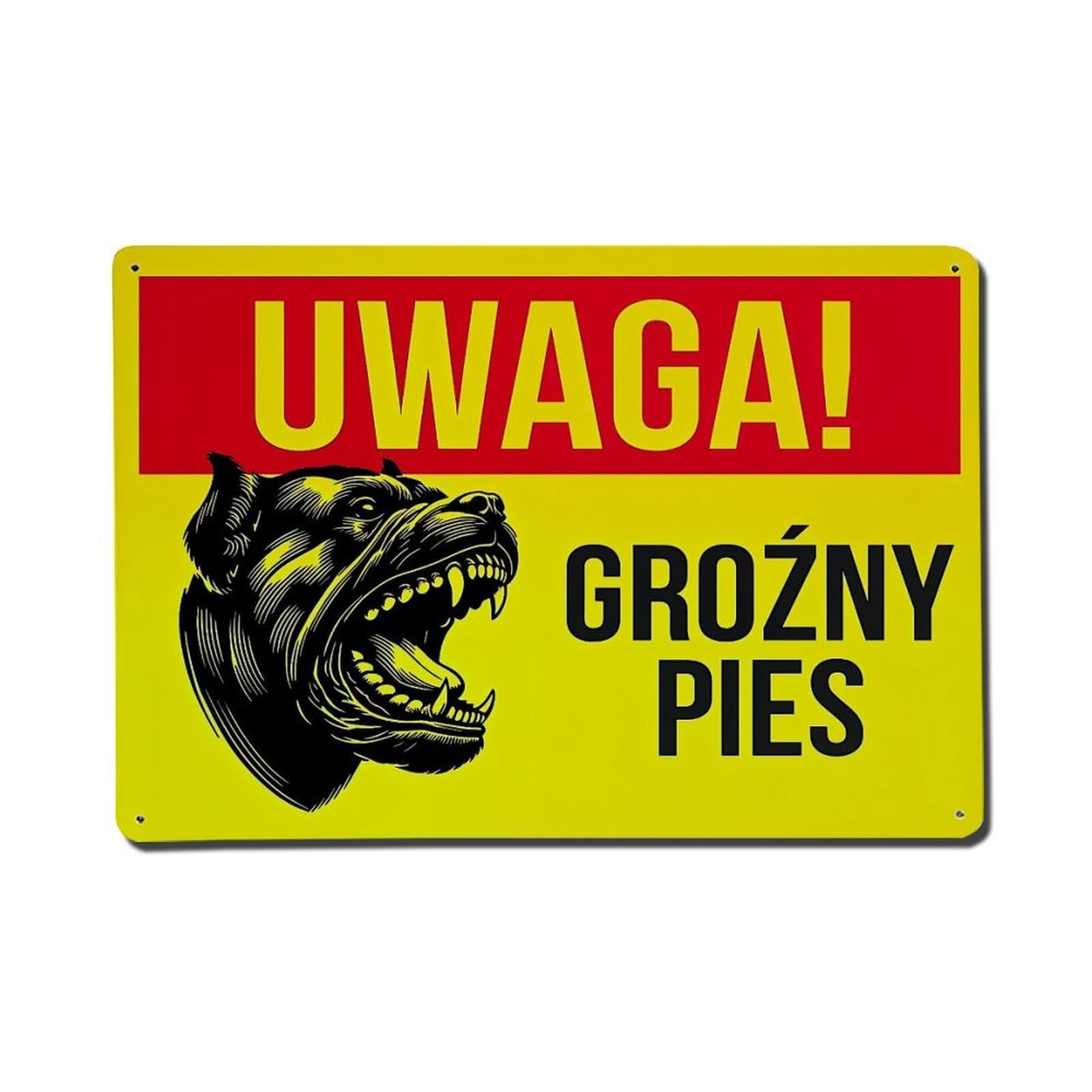 Caution Dangerous Dog Metal Tin Sign Plaque