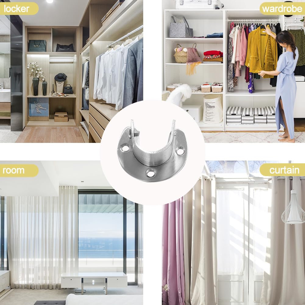 Ssiyiya 2pcs Wardrobe Rail Bracket with Screws, Wardrobe Rails and Fttings - Image 4