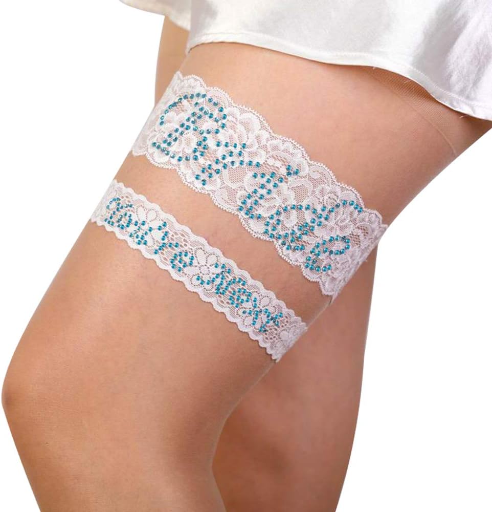 Bridal Garter Large - Garters for Bride - Garter Blue Set - Lace bridal Garter Set - Plus Size Garter Wedding