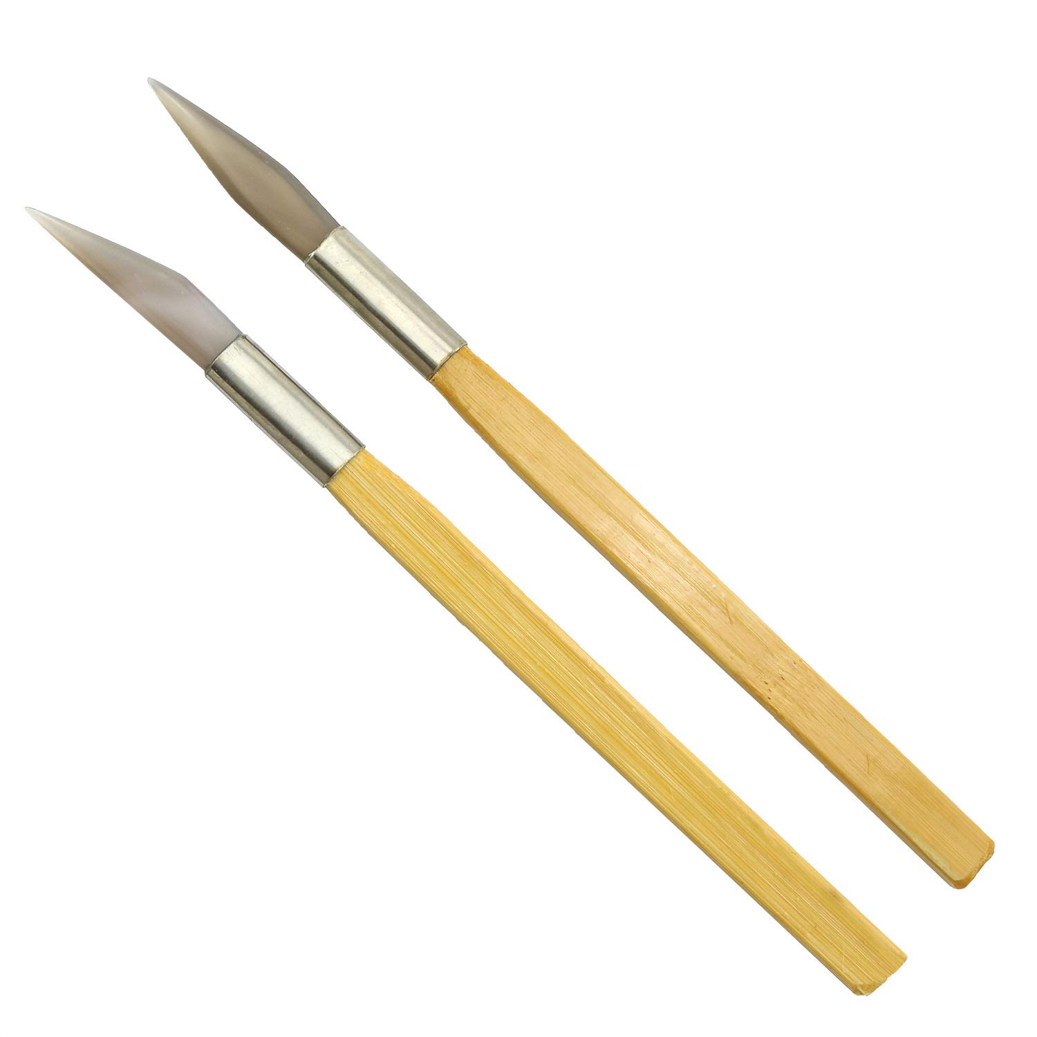 ZRM&E 2pcs Agate Knife with Bamboo Handle Polished Knife Jewelry Maintenance Agate Piece Jewelry Polishing Tool