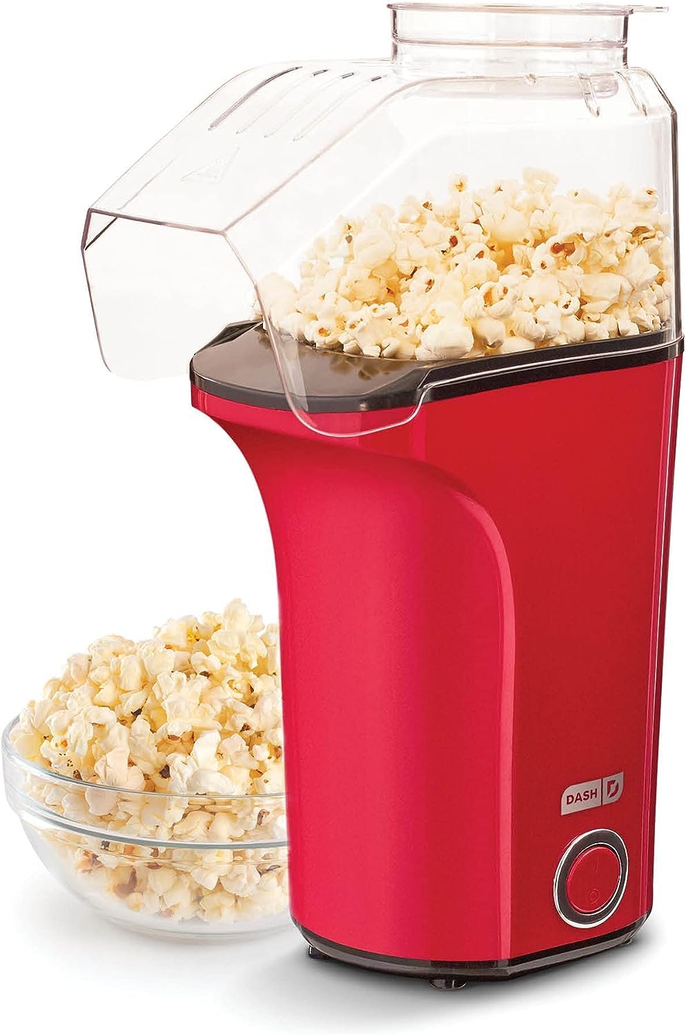 DASHHot Air Popcorn Popper Maker with Measuring Cup to Portion Popping Corn Kernels + Melt Butter, 16 Cups – Red, 2 Yrs warranty, DAPP150V2RD04