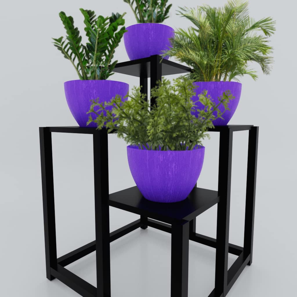 POWER PYE ELECTRONICS PPYE Plastic Flower Pot | Planter | Wooden Stretch Marks Design | 9 inch Size (Pack of 4) 220gm Each heaviest Planter in Segment (JAMUN Purple) (B0BD634BJV) Amazon Price History, Amazon Price Tracker