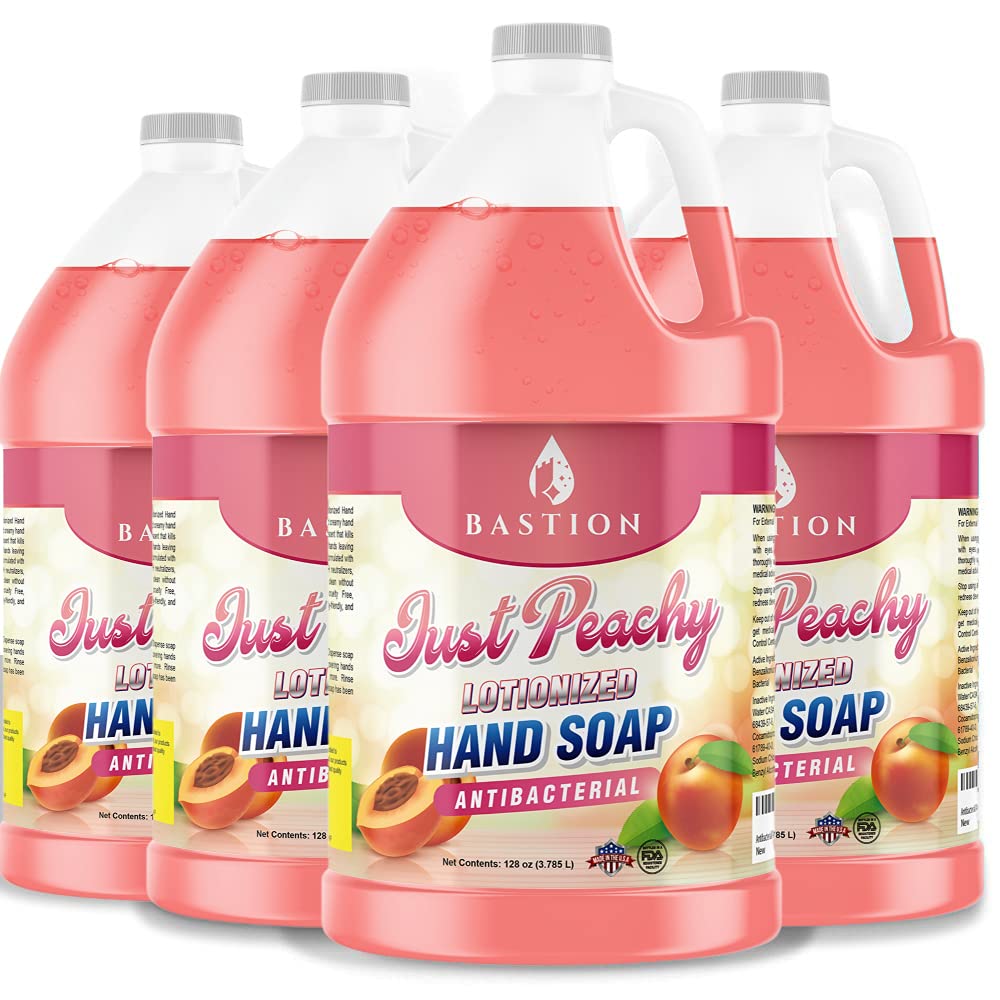 Bastion Hand Soap Antimicrobial Just Peachy Luxurious Lotionized Hand Wash Refill Jug. Made in The USA… (Just Peachy, 4 Gallons (512 oz.))