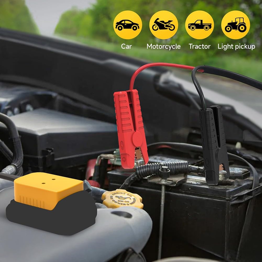 Morsetti per cavi di avviamento di emergenza progettati per funzionare con tecnologia a batteria da 20 V, adatti per requisiti di avviamento automobilistici da 12 V e 24 V