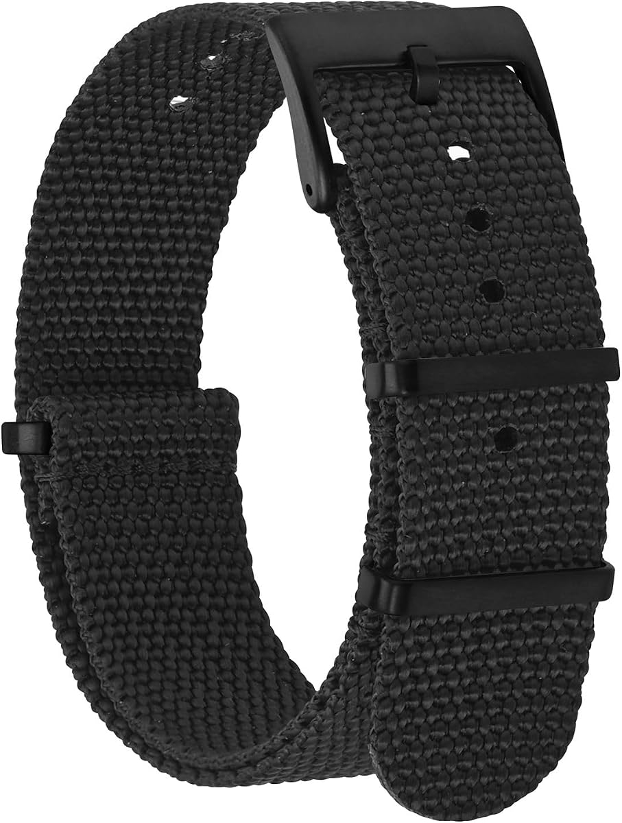 BISONSTRAP Correas de reloj de nailon para hombres, correas de reloj militares de una sola pieza, 18 mm, 20 mm, 22 mm