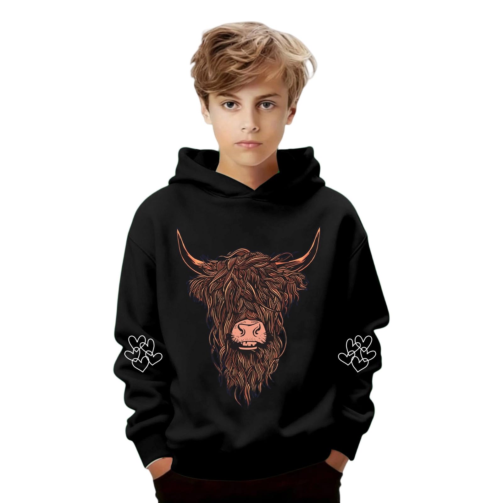 Sweat-shirt à capuche garçon pull imprimé chaud mode décontracté enfant - 5