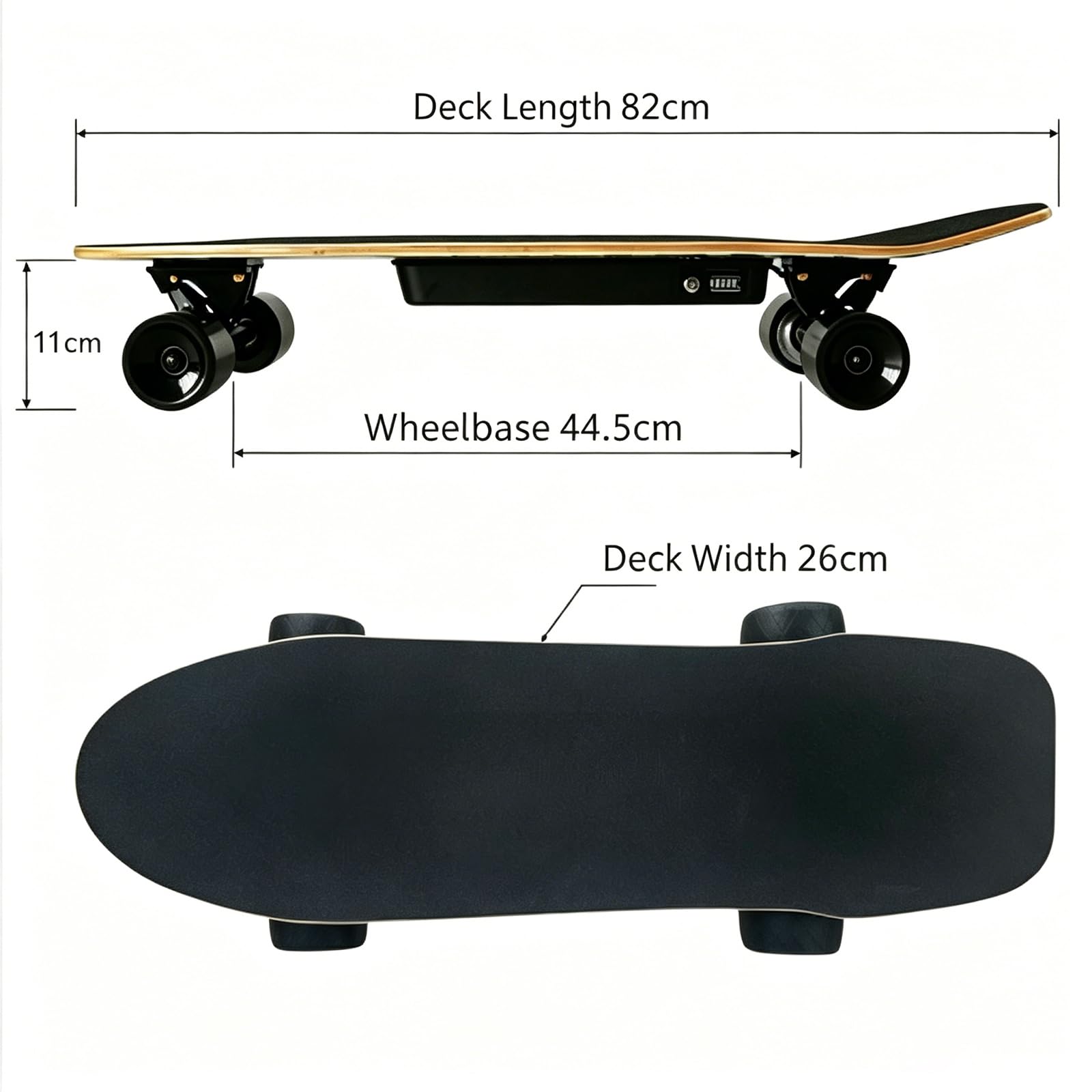 Skateboard Elettrico Con Telecomando, Cruiser Board Elettrico Brushless, Longboard Elettrico Da 400 W, Velocità Massima 42 Km/h E Autonomia Di 26 Km, Carico Massimo 150 Kg, Carta Vetrata Di