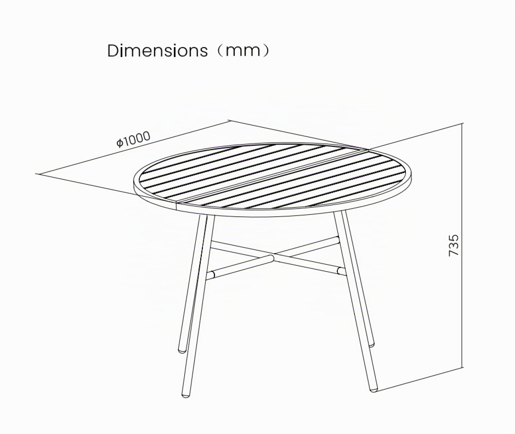 VDD – Table de Jardin – Table d'extérieur – Table Ronde – Fer revêtu – 100 x 73,5 cm