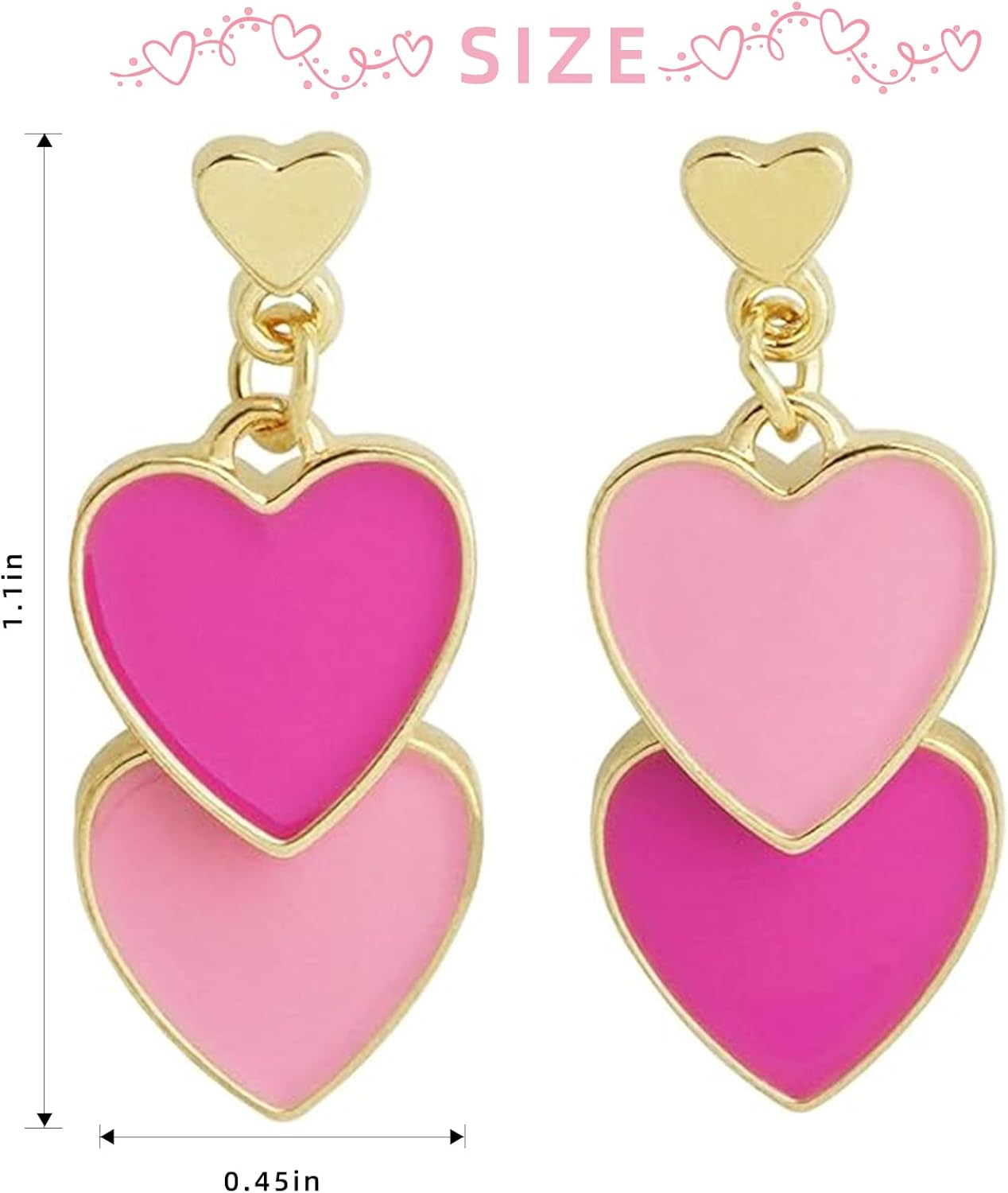 Heart Earring S925 Sterling Silver Dangle Double Love Heart Drop Earrings for Women Girls Mother's Day Birthday Gift - Image 2