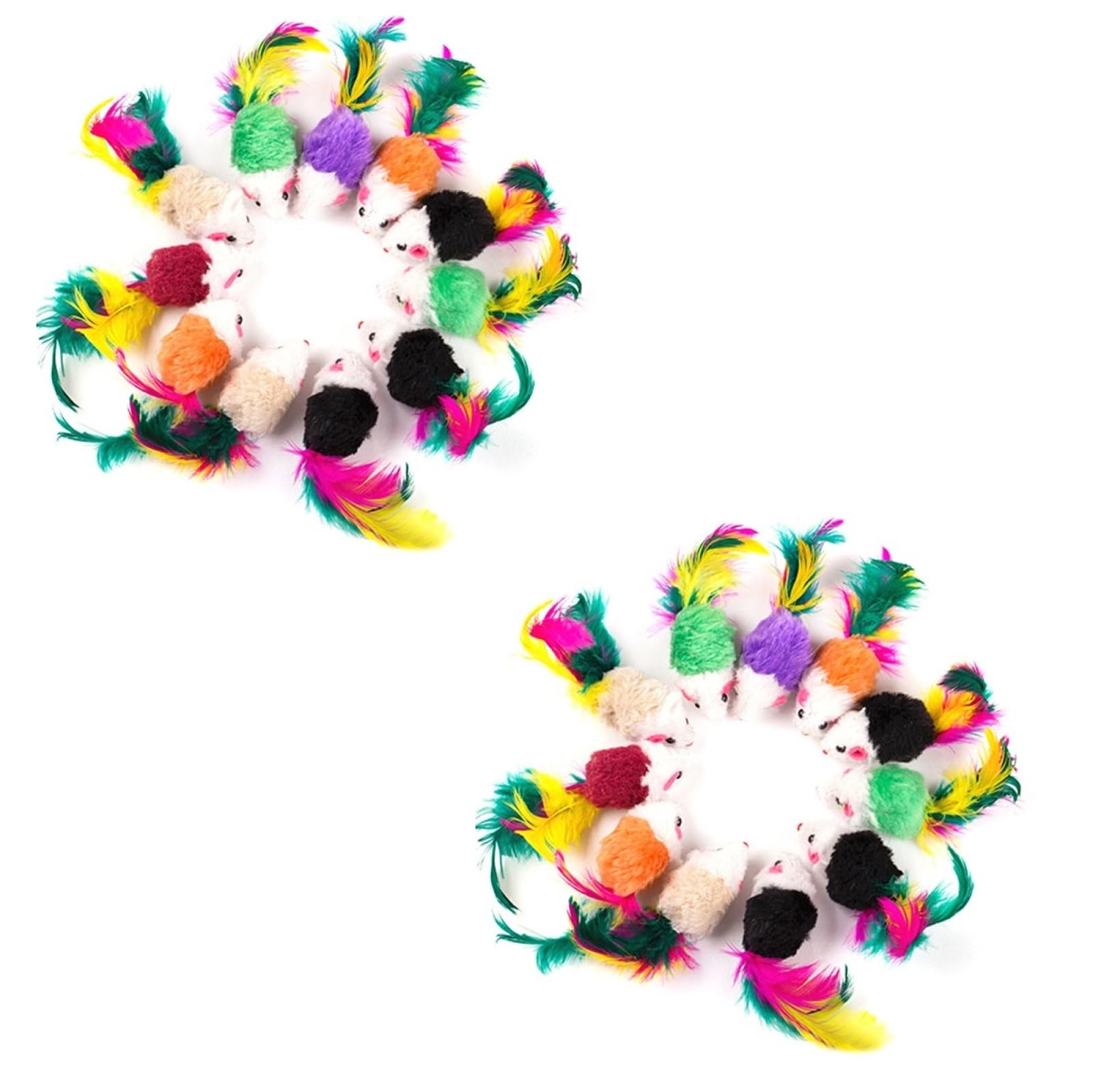 Katzenangel, Katzenspielzeug Mini Weiche Fleece Falsche Maus Bunte Feder Spielen Trainingsspielzeug for Kätzchen Welpen 20Pcs