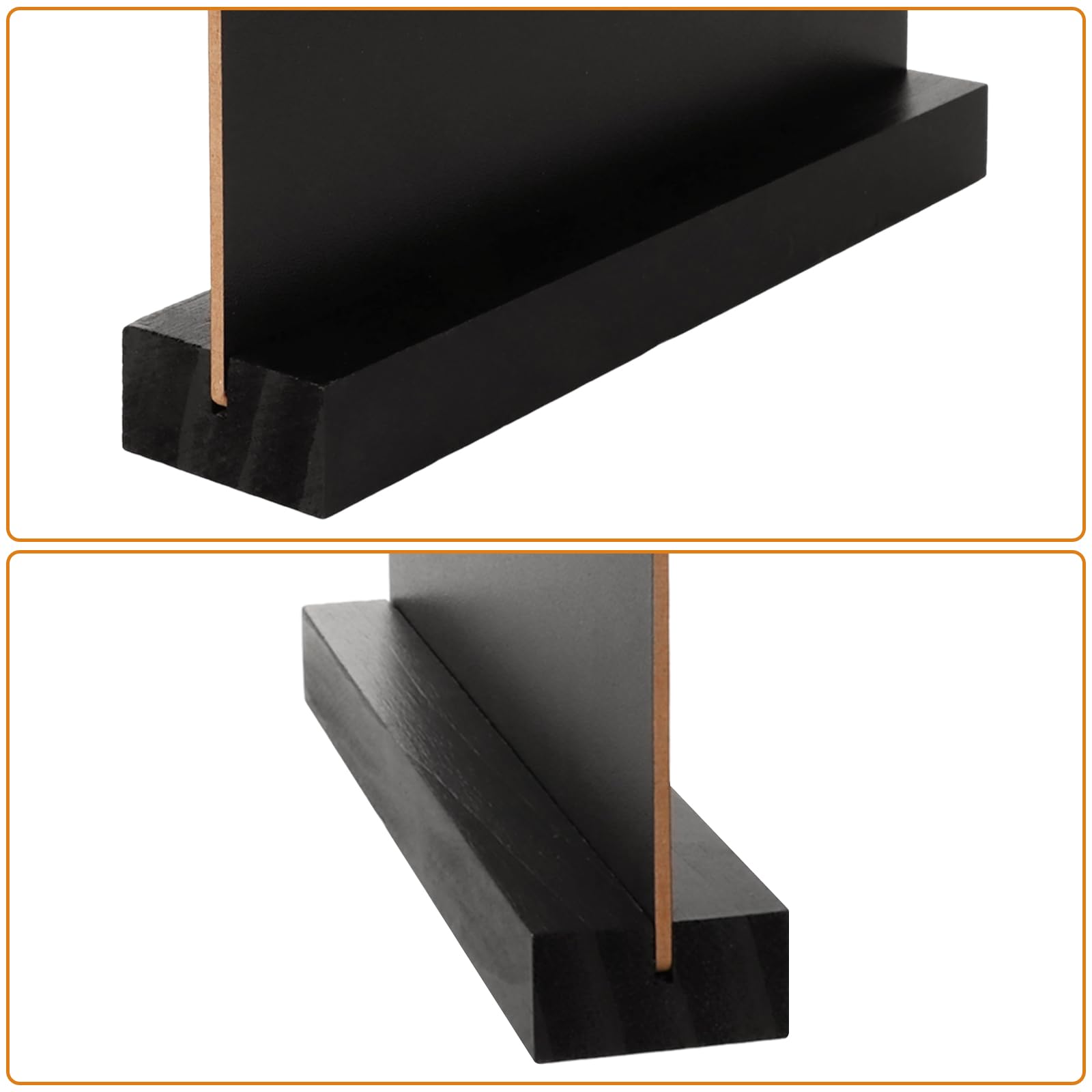 CYEER Lot de 6 ardoises A4 sur pied avec socle en bois, 32 x 21 cm, ardoise de table double face, ardoise noire amovible à écrire pour la restauration, les mariages, les buffets et les étiquettes de
