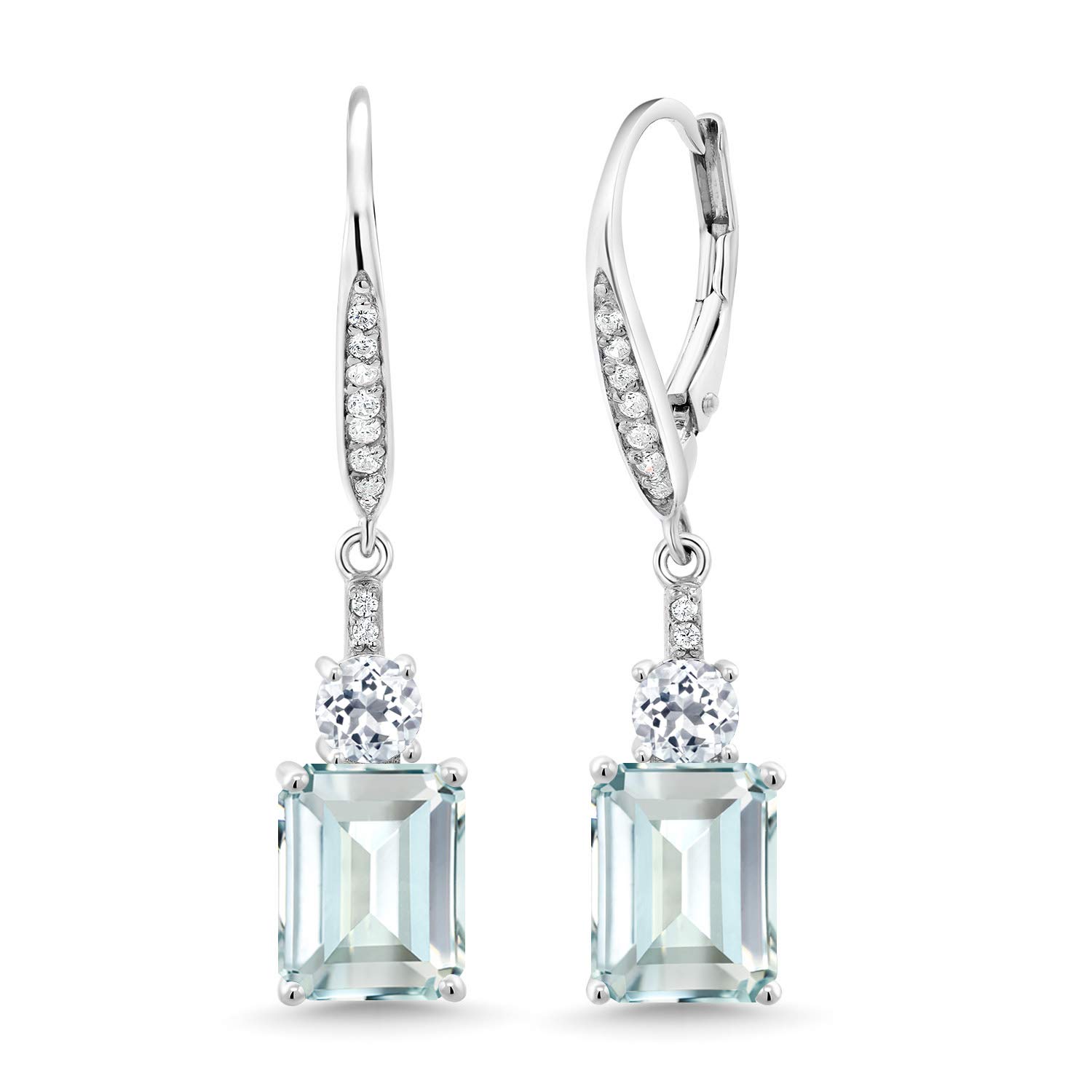 Gem Stone King Drop Dangle Gemstone and White Topaz Earrings