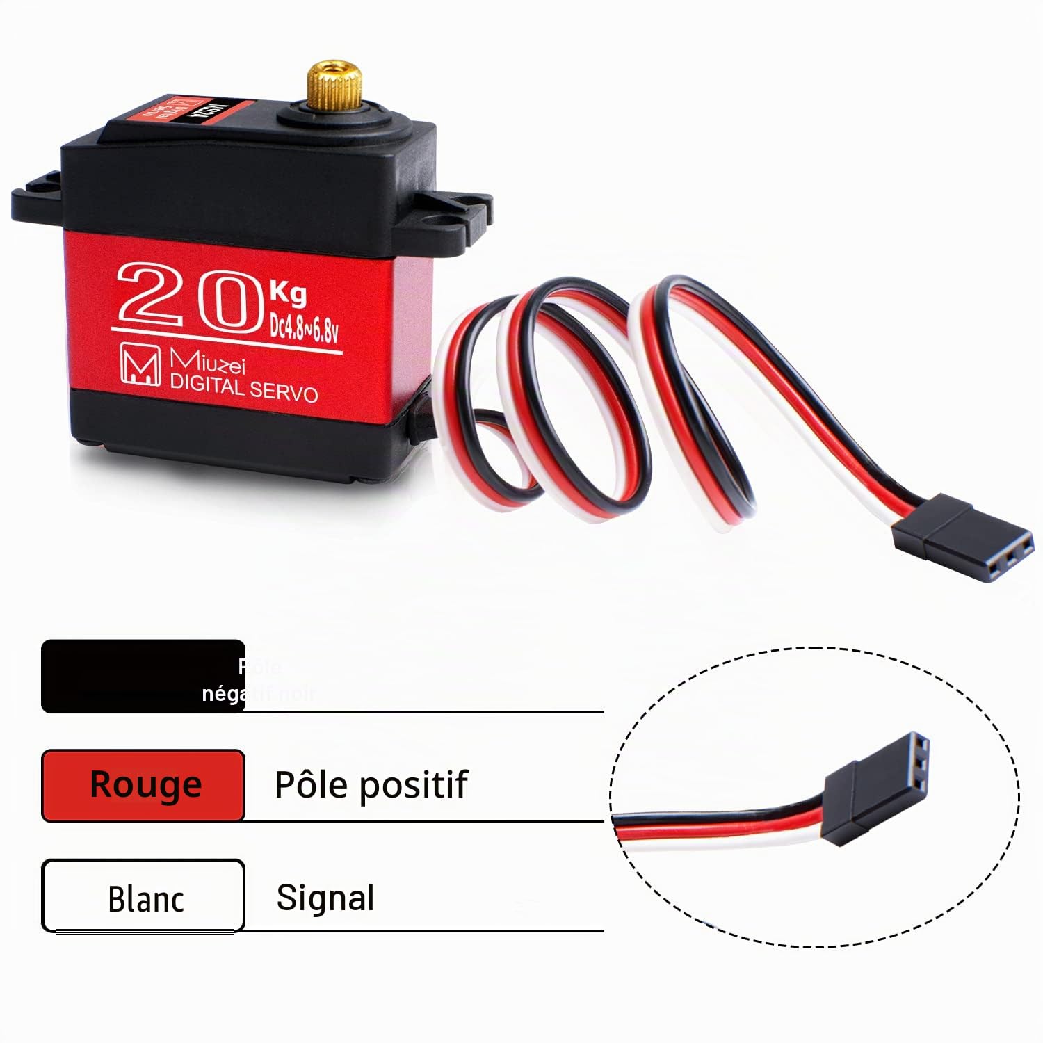 Miuzei Lot de 3 Servo de Direction Rc Digital Servo 20 kg, Direction Étanche à 270° avec Engrenage en Métal pour Voiture, 1/10 1/8, Modèles Toys, Avion, Robots, Bras, Ailes de But, Voiture,