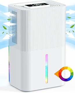 Dehumidifier 2700 ml, Silent Electric Dehumidifier, Timer, Sleep Mode, 7 Colour Night Light, Portable, Ideal for Apartment…