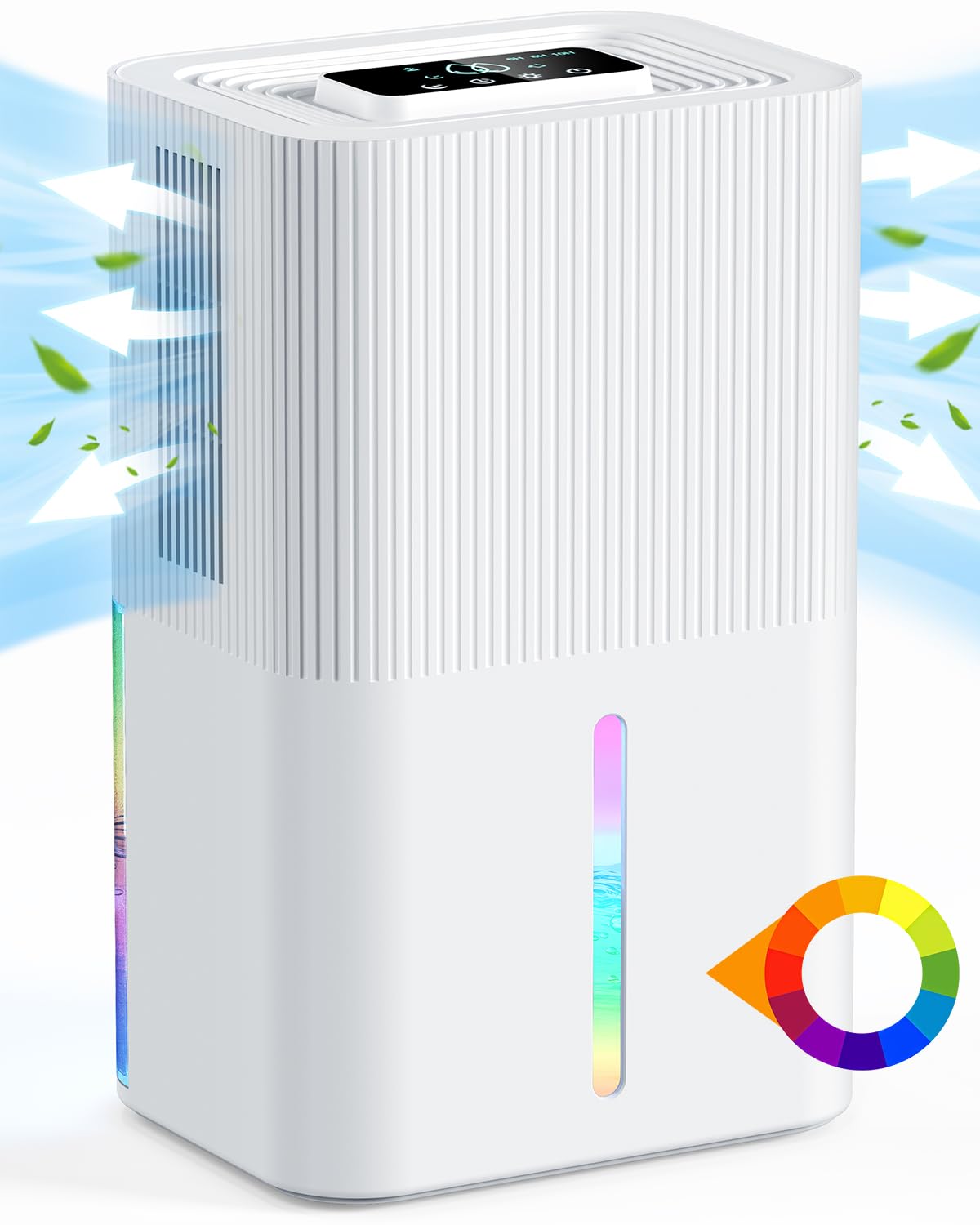 Deumidificatore da 2,7L per la Casa, Deumidificatore Elettrico per la Camera da Letto, Silenzioso e con Comandi Touch, Luci a 7 Colori, Deumidificatores Portatile per Camera da Letto, Bagno, Armadio