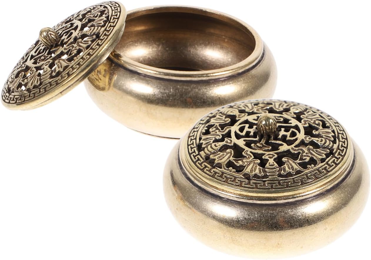 ORFOFE Vintage Mini Incense Burner 2 Pack Small Brass Cone Holder Censer for Home Aromatherapy Relaxation Desktop Decor