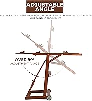 Vista 4 de VISWIN Caballete de estudio con marco en H, inclinado plano y ajustable, caballete de arte de madera de haya para pintar, caballete grande móvil