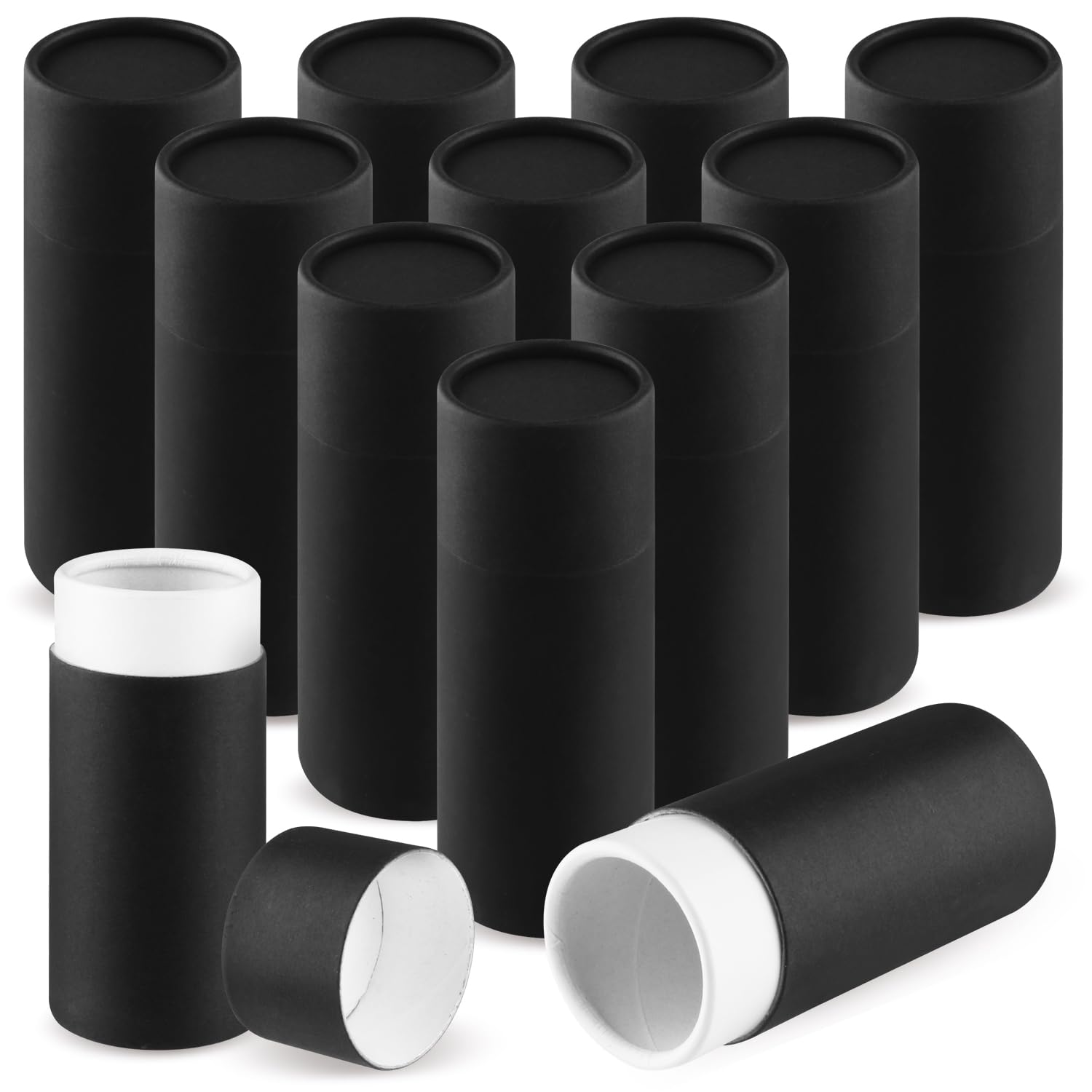 Photo 1 of 12 Pcs 30ml/1oz Kraft Paper Jar Empty Cardboard Boxes Round Cardboard Gift Packaging Tube Container with Lid for Crafts Tea Coffee Cosmetic - Black