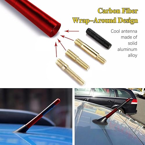 Miniatura 10 de Antena automotriz corta de fibra de carbono de 4.7 pulgadas, antena de radio de fibra de carbono corta, antena de fibra de carbono, reemplazo
