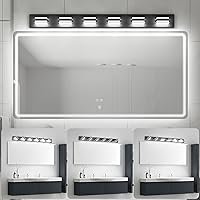 Vista 5 de Ralbay Lámpara de tocador LED moderna de 48 pulgadas para baño, 6 luces, moderna lámpara de pared de baño de acrílico LED en mate negro para tocador