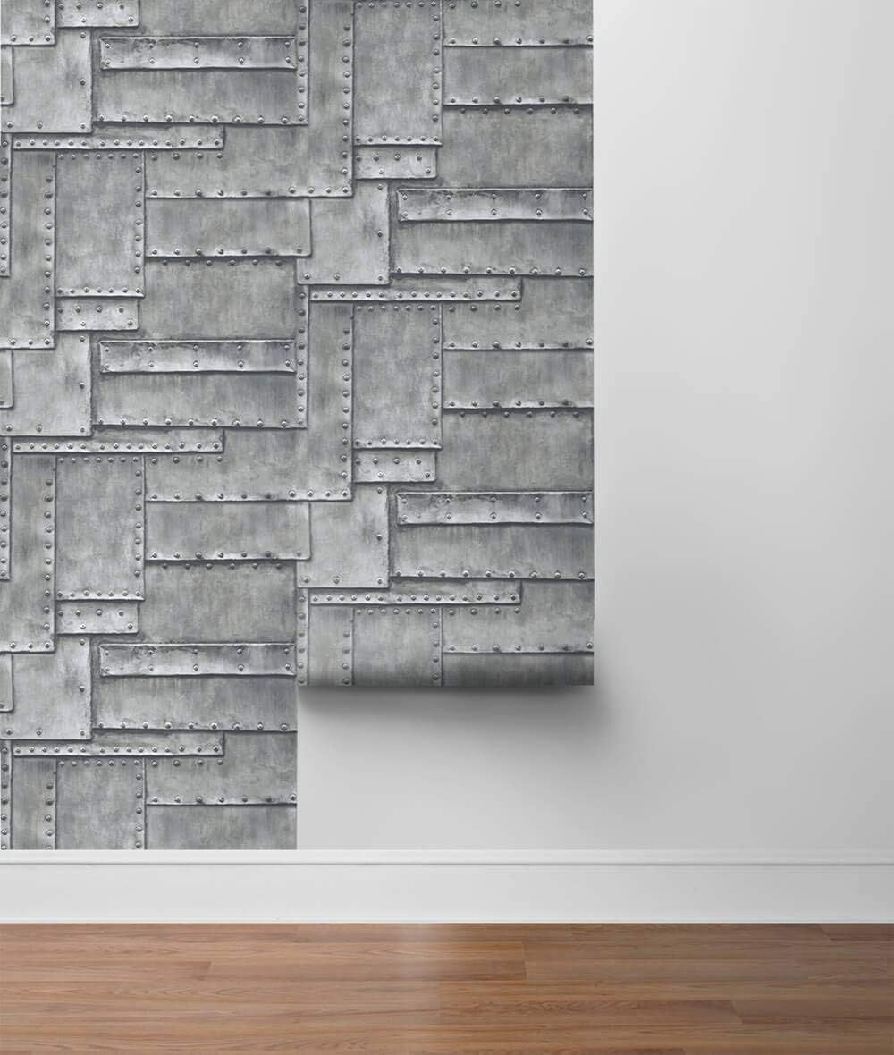 NextWall Faux Fuselage Metal Panel Peel and Stick Wallpaper