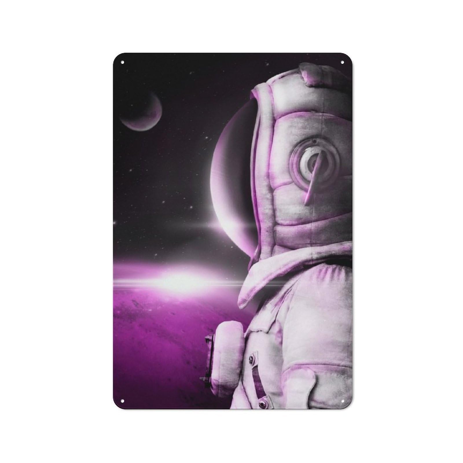 Junmoney Astronaut With Spacesuit Rustic Tin Wall Plaque 30X20cm For Home Office Or Studio, For Garage, Workshop And Man Cave Decoration