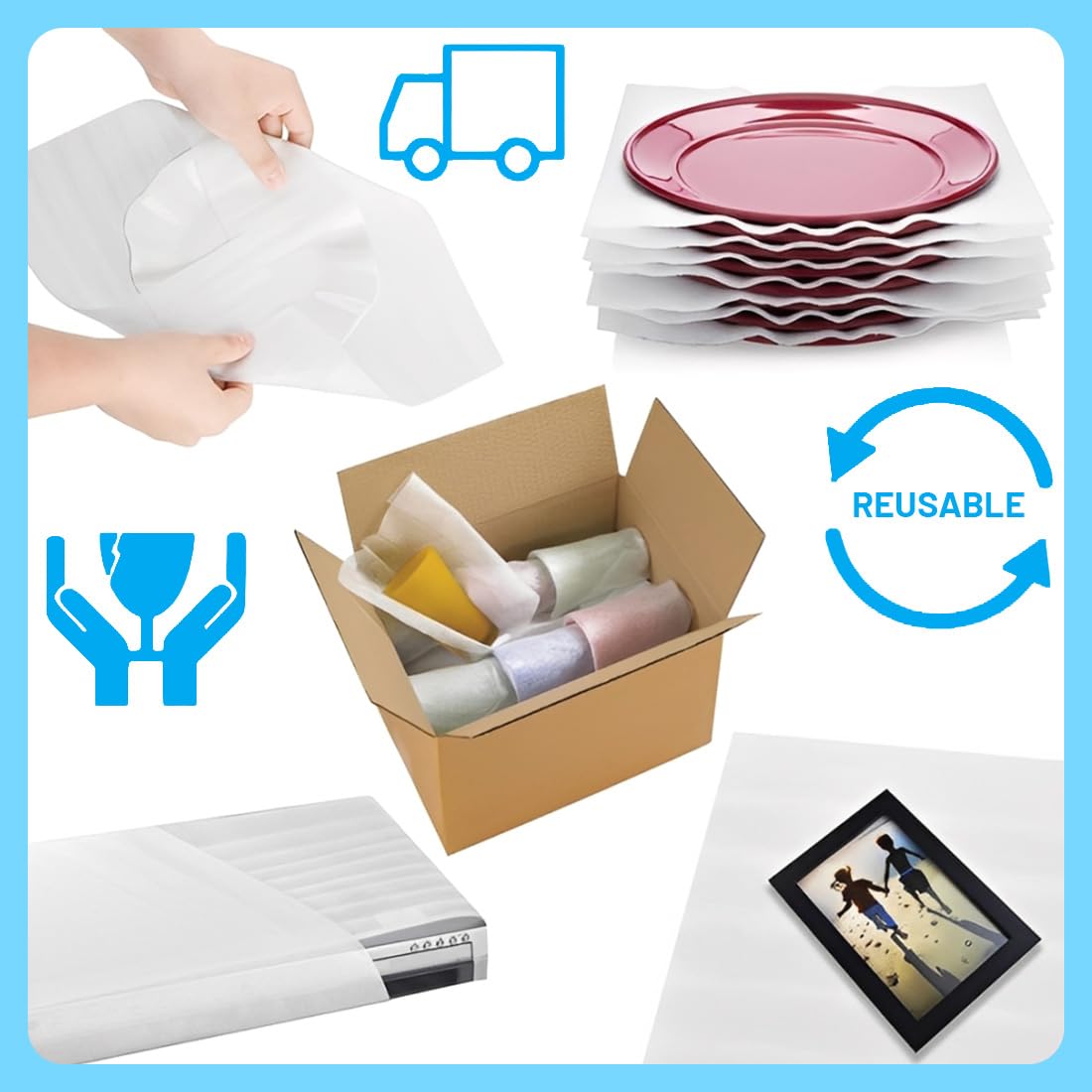 Cajas Mudanza, 100 Piezas 22x22cm Espuma Embalaje, Mudanza, Embalaje Mudanza, Papel De Embalar, Für Cajas Platos Vasos Transporte