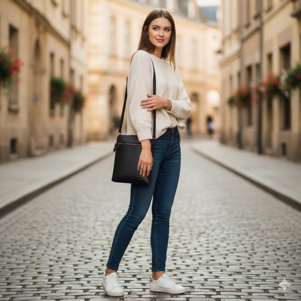 Genuine Leather Crossbody Bag - Premium Women's Cross body Purse with Adjustable Strap - Ladies Sling Handbags - Image 2