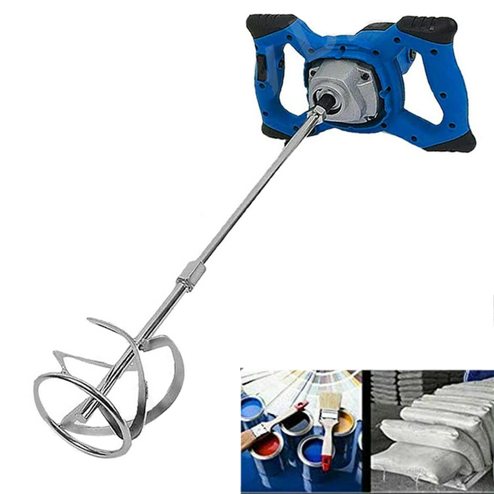 Bétonnière portable 2600 W 230 V, bétonnière portable avec tige, réglage à 6 vitesses, pour mélanger le ciment et la peinture