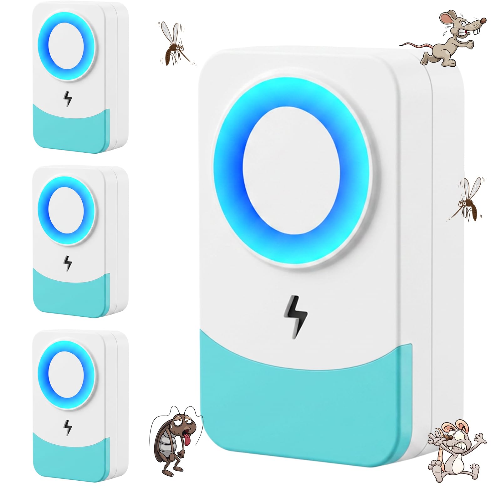 XAVURO Ultrasonic Pest Repeller 4 Pack, UK 3 Pin Plug In Device