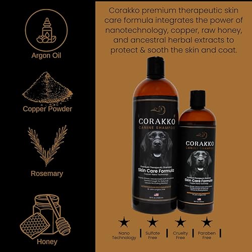 Miniatura 6 de Corakko - Champú para perros para alergias y picazón, fórmula terapéutica prémium para el cuidado de la piel, tecnología de nano-cobre, acondiciona