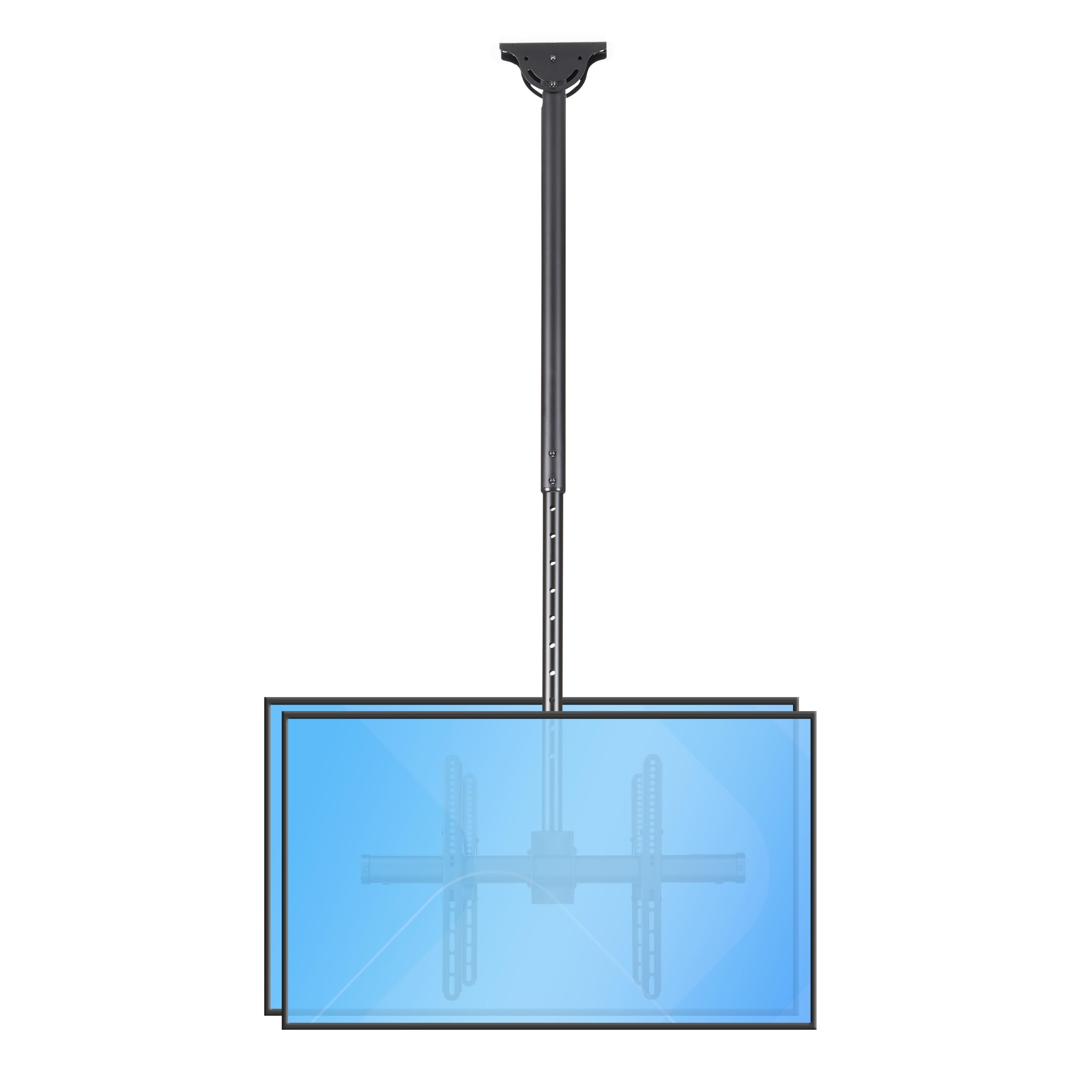 StarTech Support TV Double Plafond 32 à 75 pouces, VESA (FPCEILBTB) | 2 écrans suspendus, Réglable en hauteur, Mât télescopique, Dos à dos, Pivotant