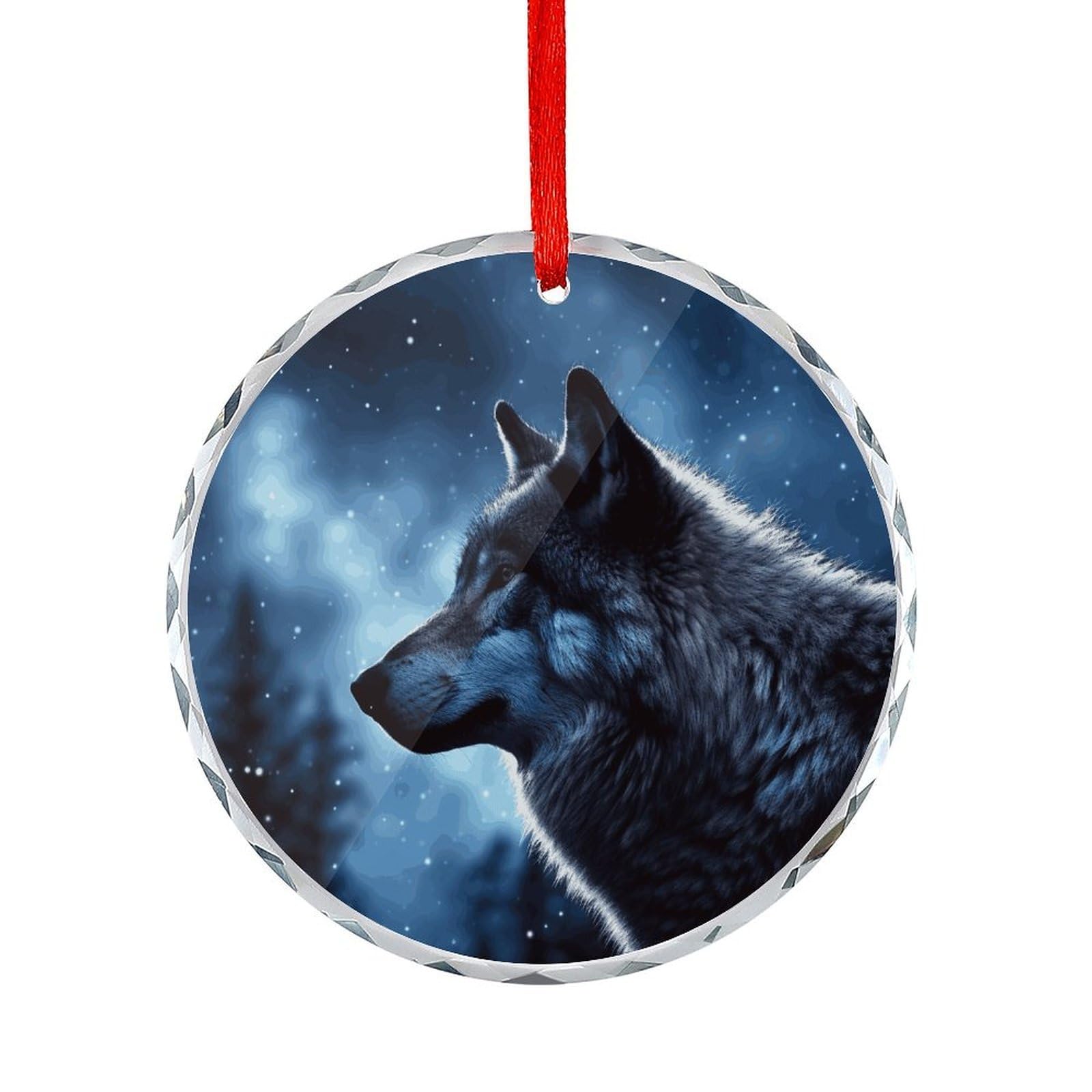 Btcowzrv Style Lonely Wolf Round Ornament Hanging Pendant Decor