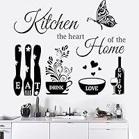CASADECOR Kitchen Wall Stickers 'Heart of the Home' Vinyl Quotes Decals - Removable Art for Dining & Living Rooms