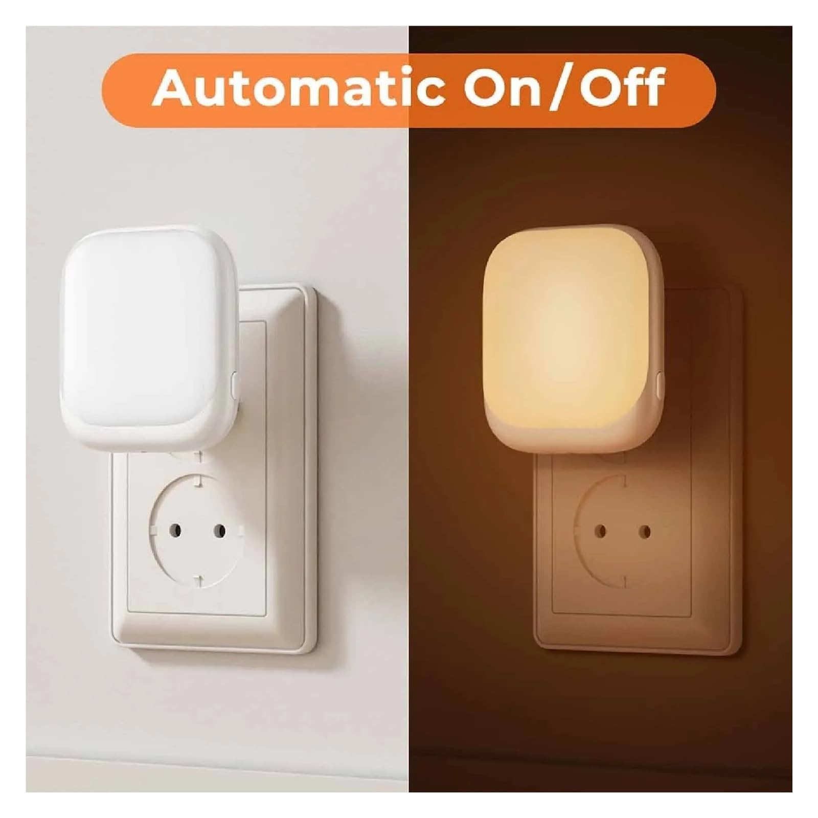 Lampka nocna LED 3 Regulacja jasności za pomocą czujnika ruchu od zmierzchu do świtu Możliwość przyciemniania wtyczki Lampka nocna do sypialni, łazienki, kuchni(2pcs EU Plug)