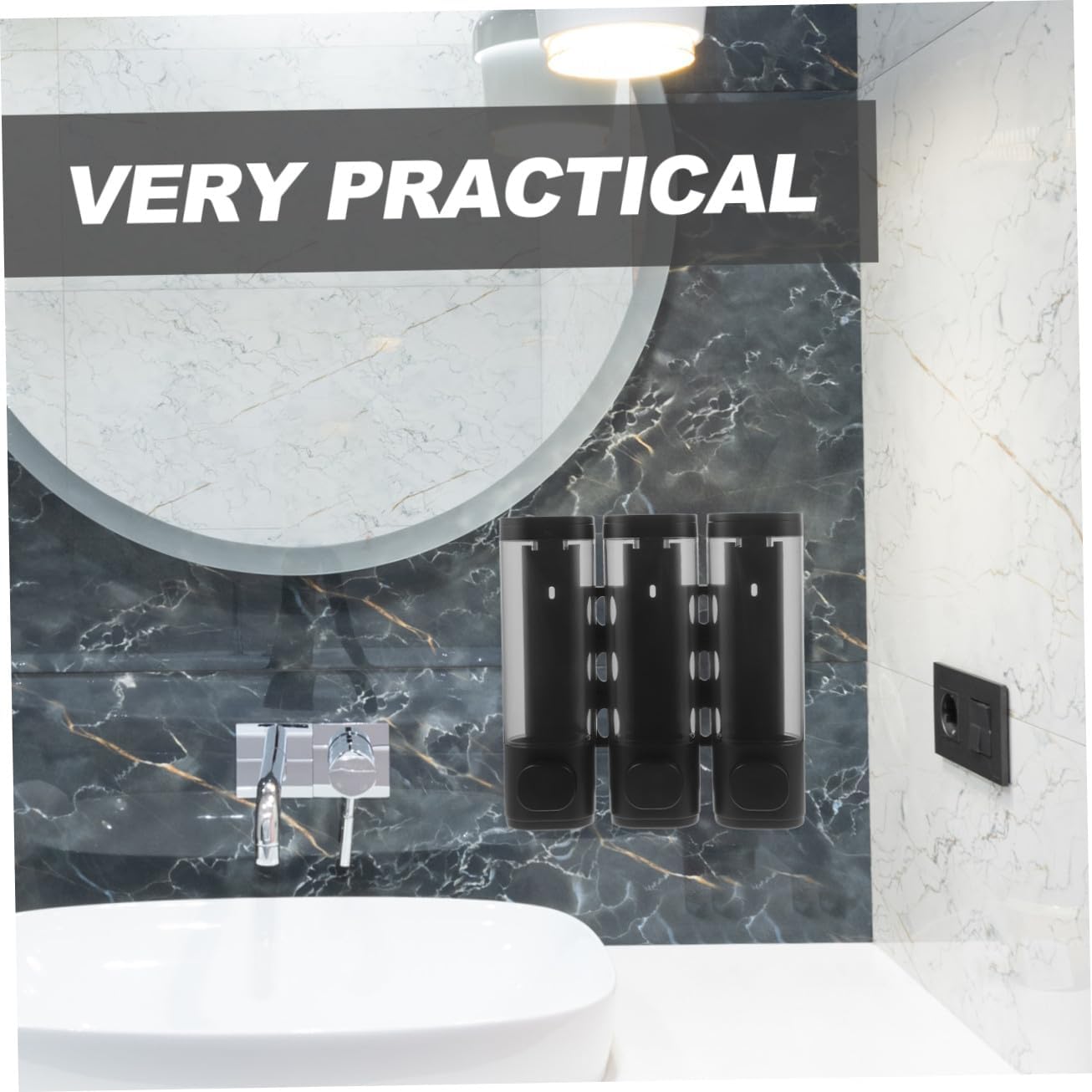 Wall Mounted Chamber Shampoo Dispenser Manual Soap Dispenser for Shower Space Saving Bathroom Supplies with Easy Press Design
