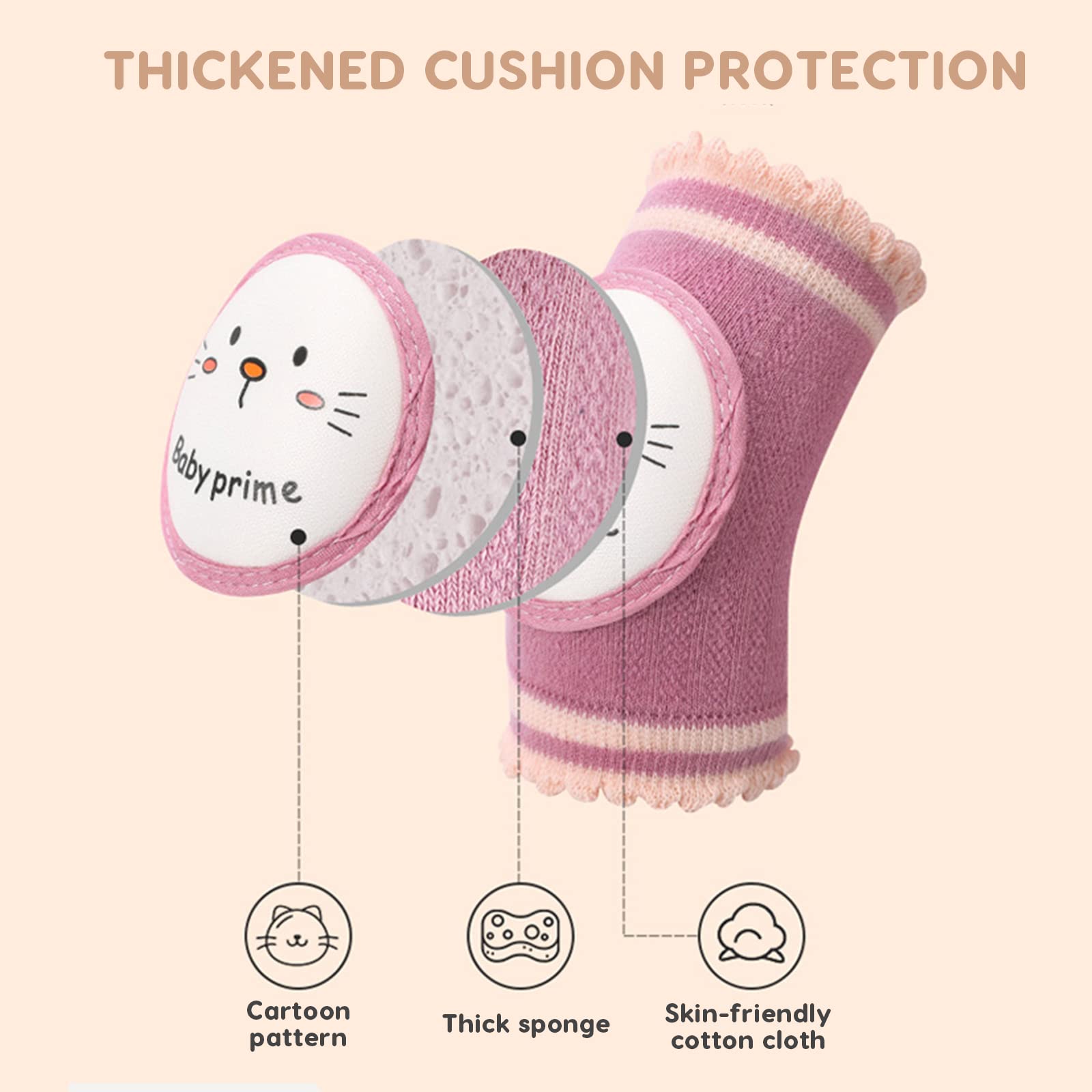 SONARIN Elásticas Rodilleras Bebe para Gatear,2 Pares Rodilleras para Gatear Transpirables Protectores de Rodilla Calentador de Piernas Bebé Suave para Niños Niñas 0-4 Años