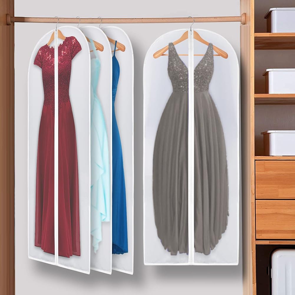 10 Pezzi Custodie Porta Abiti Antipolvere 60 x 140 Cm, Custodie Porta Abiti Nere Impermeabili con Cerniera per Camicie, Cappotti e Costumi(Zwart)