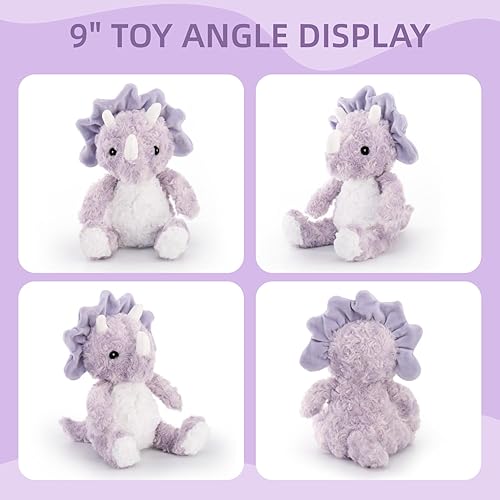 Miniatura 4 de Animales de peluche de dinosaurio morado para niñas, juguetes de dinosaurio para niños de 3 a 5 años, peluche de dinosaurio abrazable para bebés y