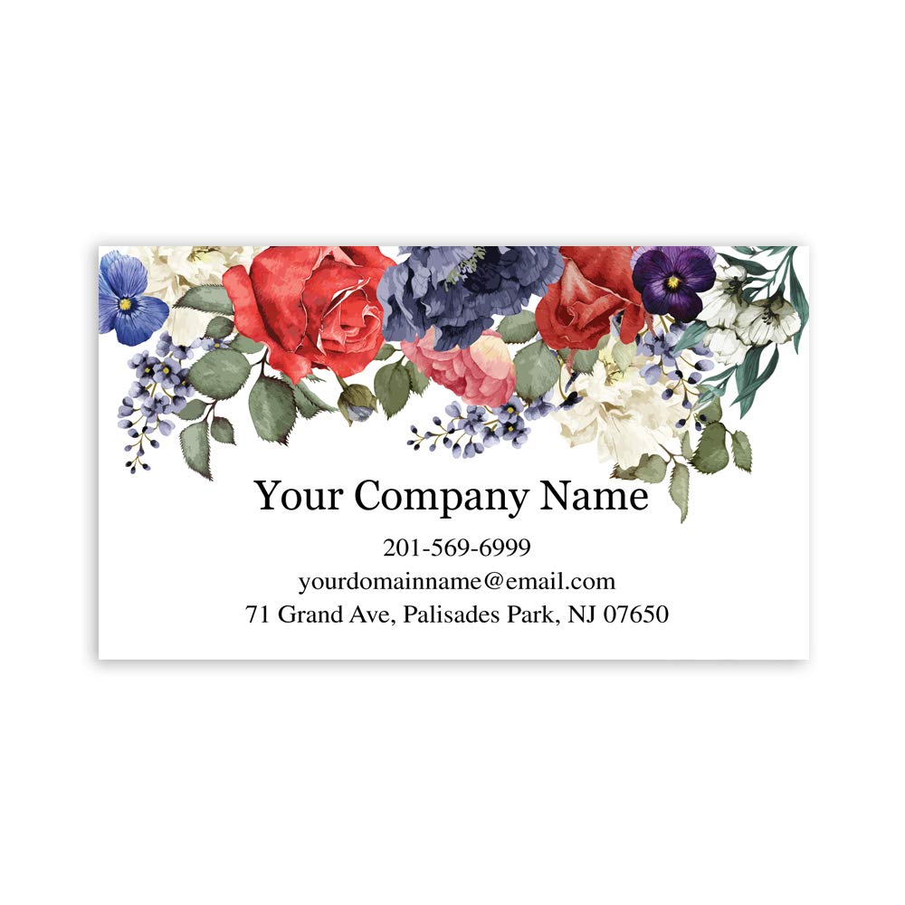 Rustic Rose Custom Premium Business Cards, Full color - 16pt (350gsm-Thick paper), Matte finishing-Front & Back (White)