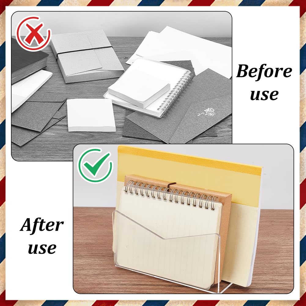 AHANDMAKER 2 organizer per documenti in acrilico per scrivania, organizer da scrivania in acrilico, organizer per posta, espositore per posta da tavolo, accessori da scrivania per ufficio, per buste,