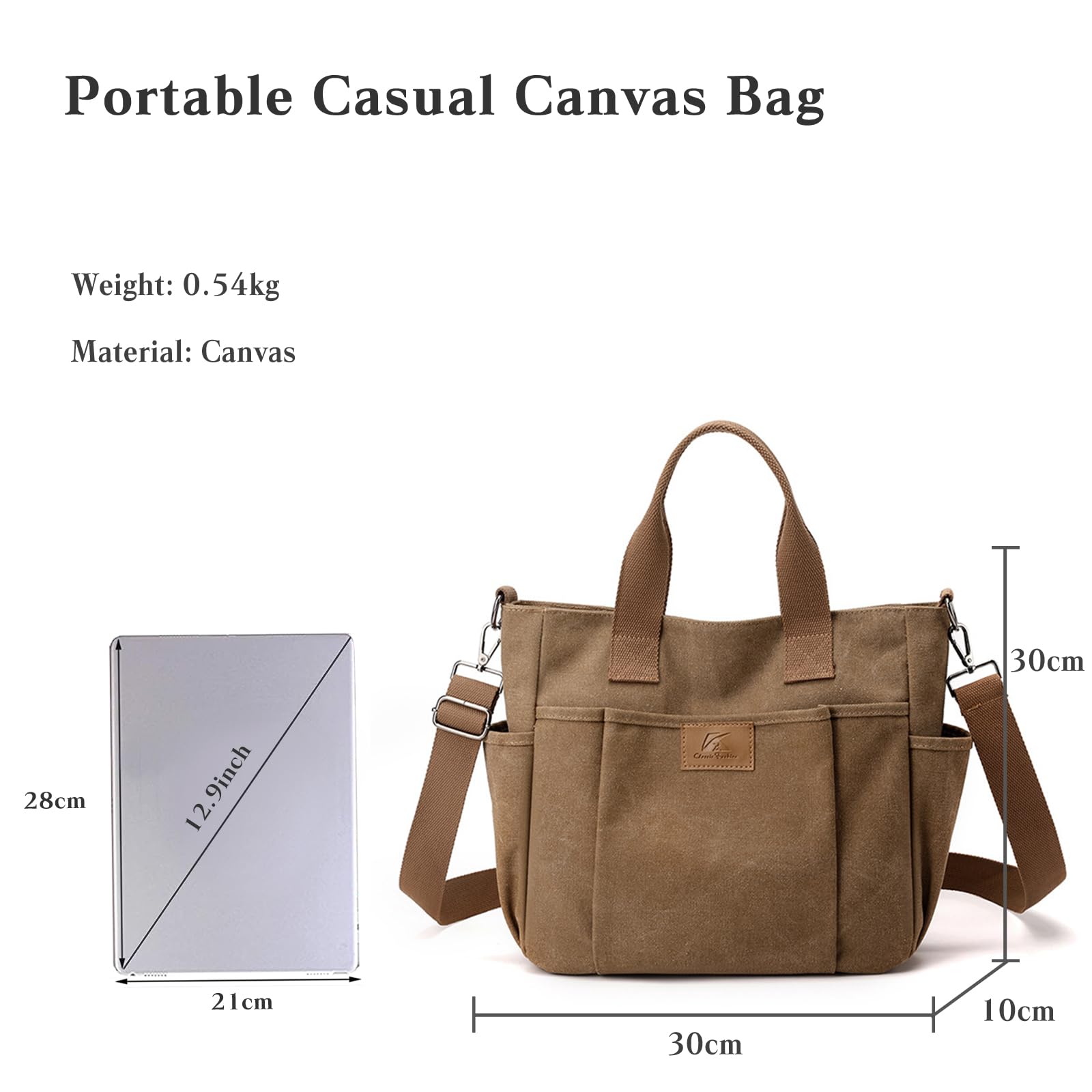 Sacs Portés Épaule en Toile Sac à Main Femme Grande Capacité Sac à Bandoulière Occasionnel Sac Fourre Sac Hobo Multifonctionnel Sac Messager pour Fête Voyage Achat Travail Café