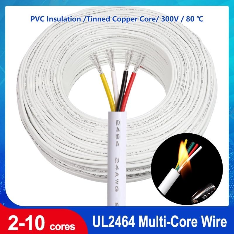 Cables electrónicos Blancos UL2464 de 2~10m 30 28 26 24 22 20 18 16 14AWG Canal de Control de señal 2 3 4 5 6 7 8 9 Cables de Audio de 10 núcleos(3 Cores,10 Meters,20AWG)