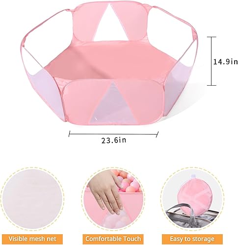 Miniatura 4 de GOGOSO Piscina de bolas desplegable para niños, color rosa, grande, para niños, tienda de campaña plegable para niños pequeños, para gatear, valla