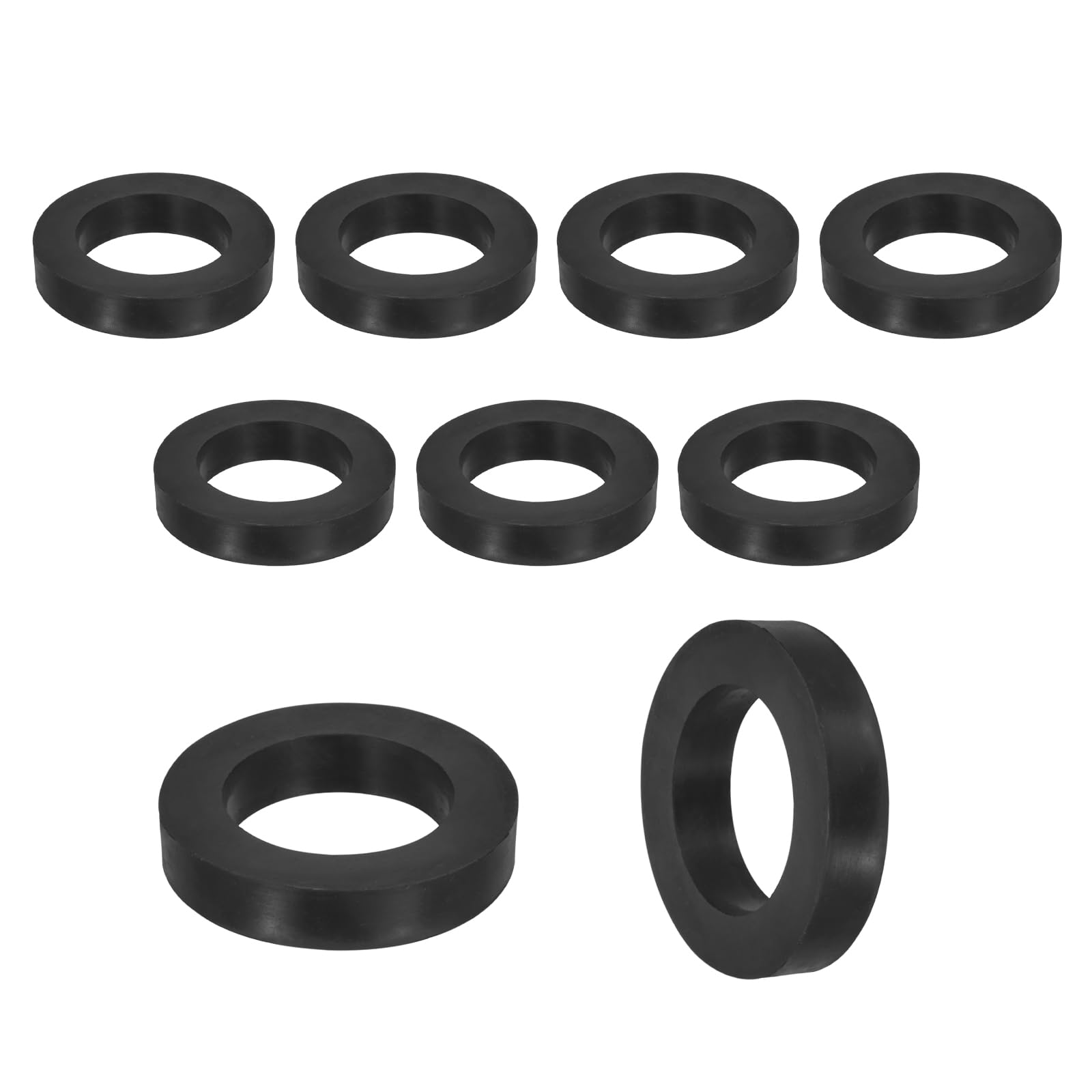 sourcing map 9Pcs Rubber Spacers, 50mm OD, 12mm ID, 15mm Thick Black Round Anti Vibration Rubber Pads Isolation Bushings Washer for Home Cars Boat(1.97" OD x 0.47" ID x 0.59" Thick)
