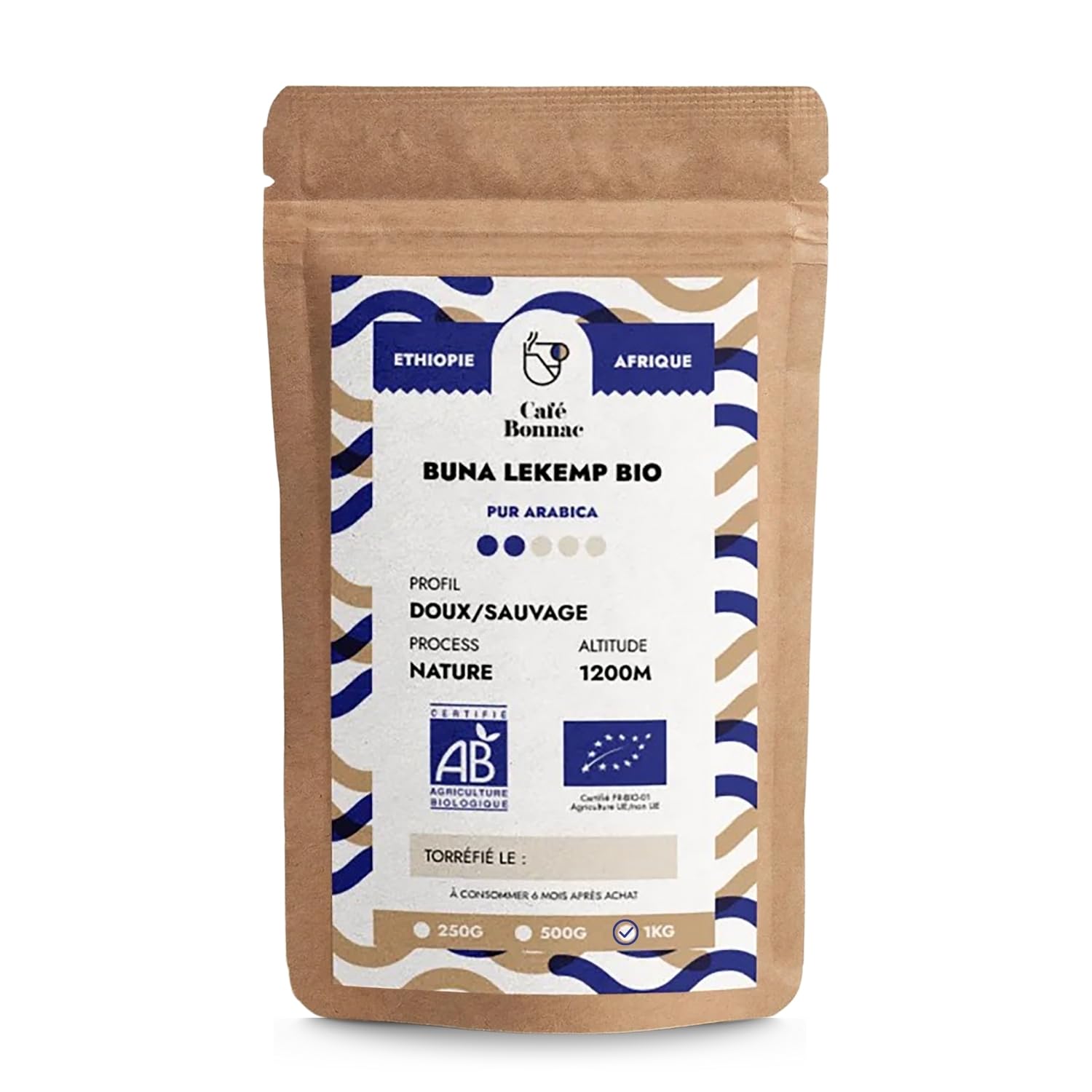 Café Bonnac – Café En Grain Éthiopie Buna Lekemp 500gr | 100% Arabica Naturel | Notes De Fruits Rouges Et Épices | Torréfaction Artisanale | Idéal Machine À Café Grain