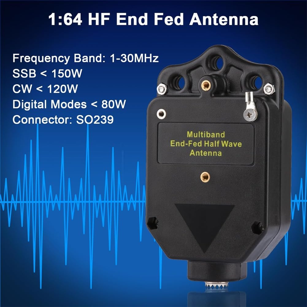 HF End Fed 150 W krótkofalowa antena radiowa 1-30 MHz, 1:64 Balun antena półfalowa do CW FM AM FT4 FT8 SSB 4-pasmowa 8-pasmowa